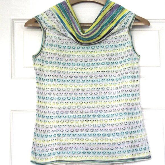 MISSONI Reversible Knit Top Sleeveless Sweater Cowl Neck Multicolor Stripe EU 38 - Picture 4 of 13